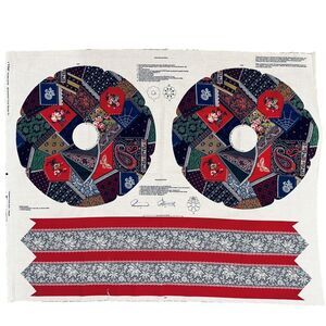 Cut & Sew Christmas Victorian Crazy Quilt Wreath Fabric Panel Xmas Wreath *Read*